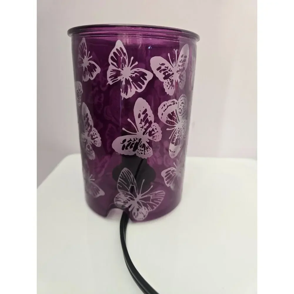 Scentsy Warmer Wings Butterfly Hand Painted Royal Purple White Butterflies